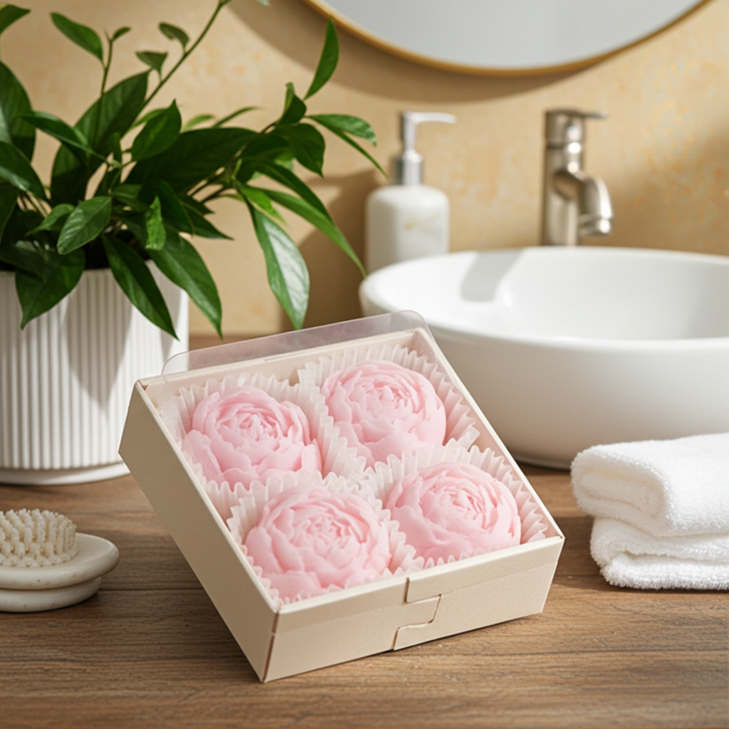 Rose Flower Soy Wax Candle Set — Handmade, Smokeless, Gift Box of 4