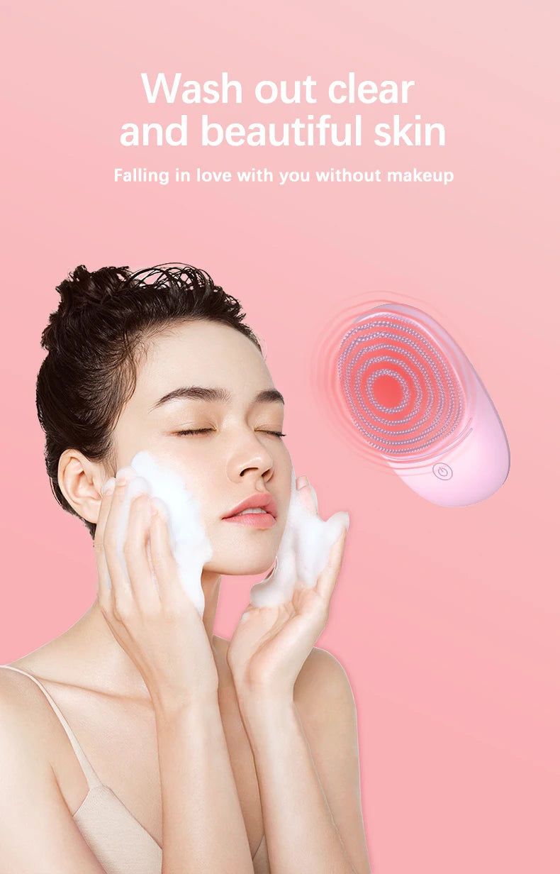 Soft silicone electric facial cleanser, cleansing brush, sonic vibration cleansing brush, deep cleaning