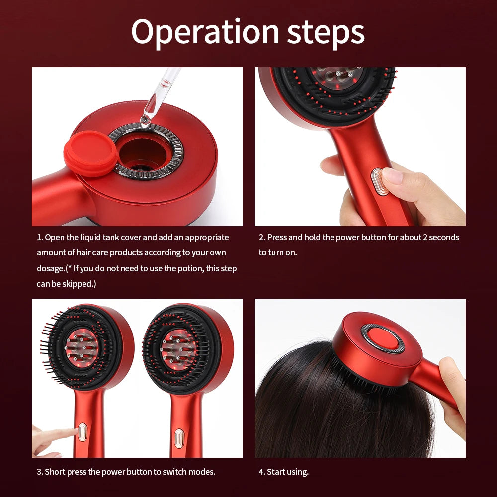 Electric Scalp Vibration Massage Comb Infrared Head Knead Massager Red Light Hair Growth Liquid Oil Applicator Anti-Hair Loss