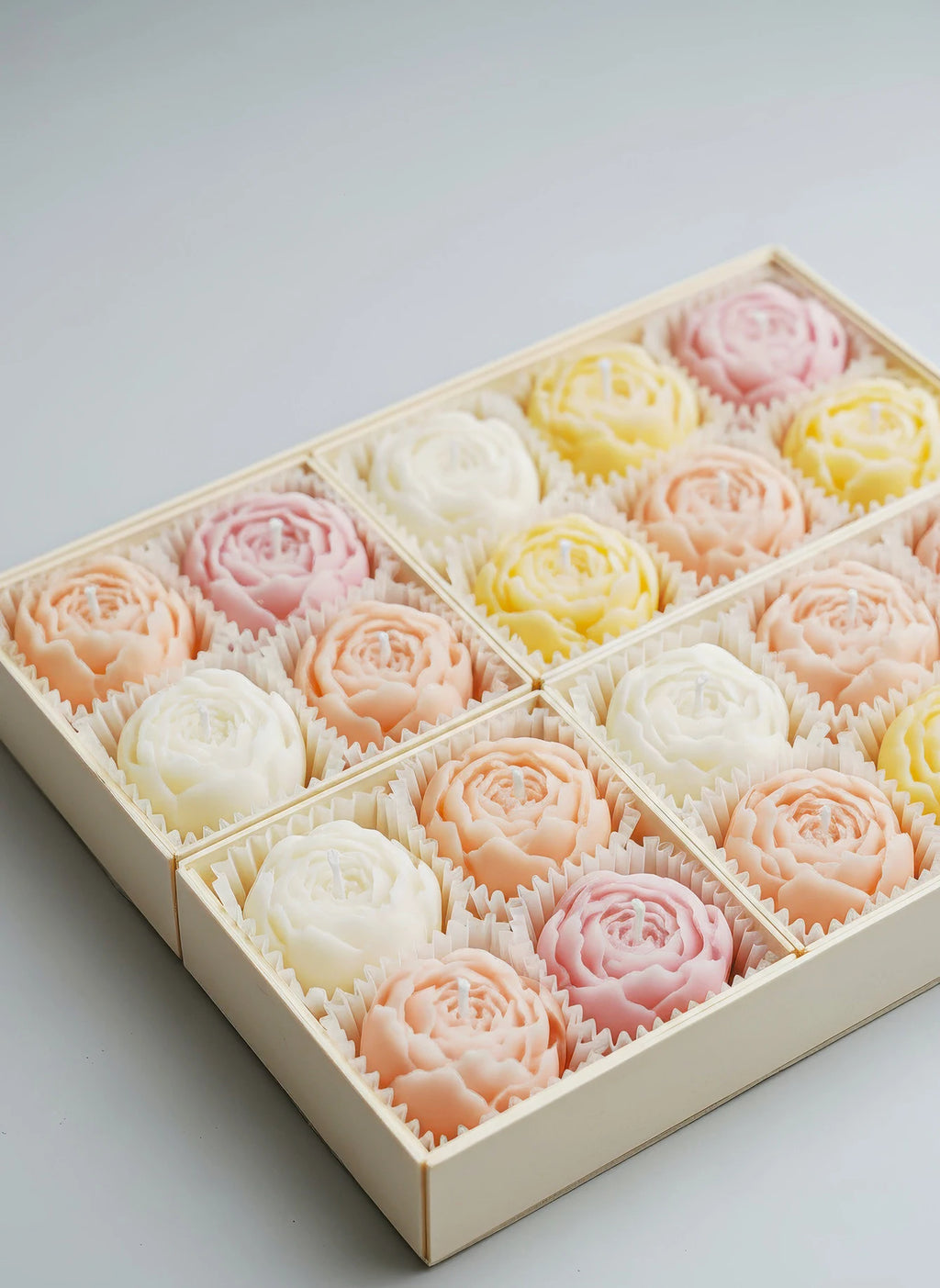 Rose Flower Soy Wax Candle Set — Handmade, Smokeless, Gift Box of 4