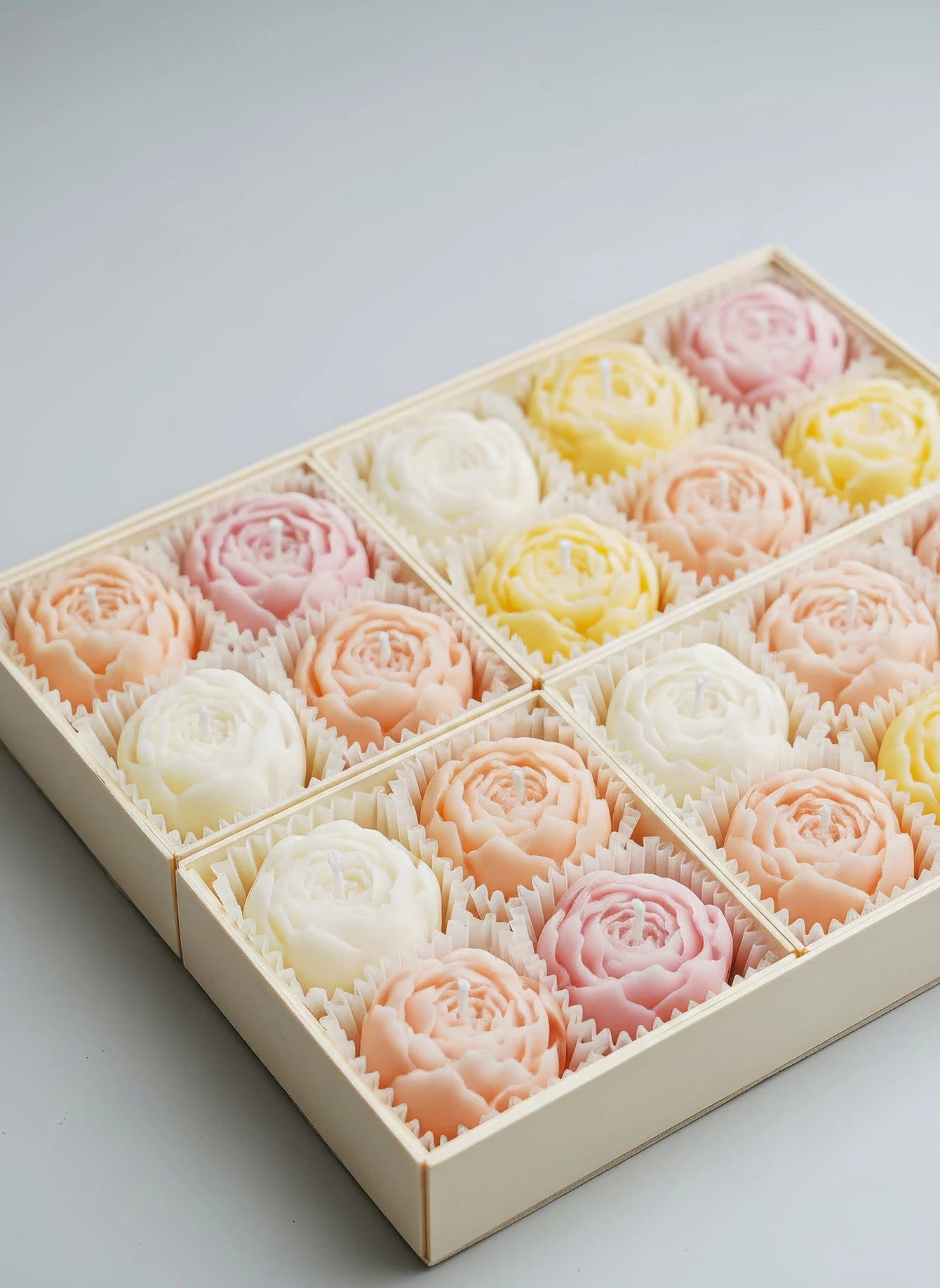 Rose Flower Soy Wax Candle Set — Handmade, Smokeless, Gift Box of 4