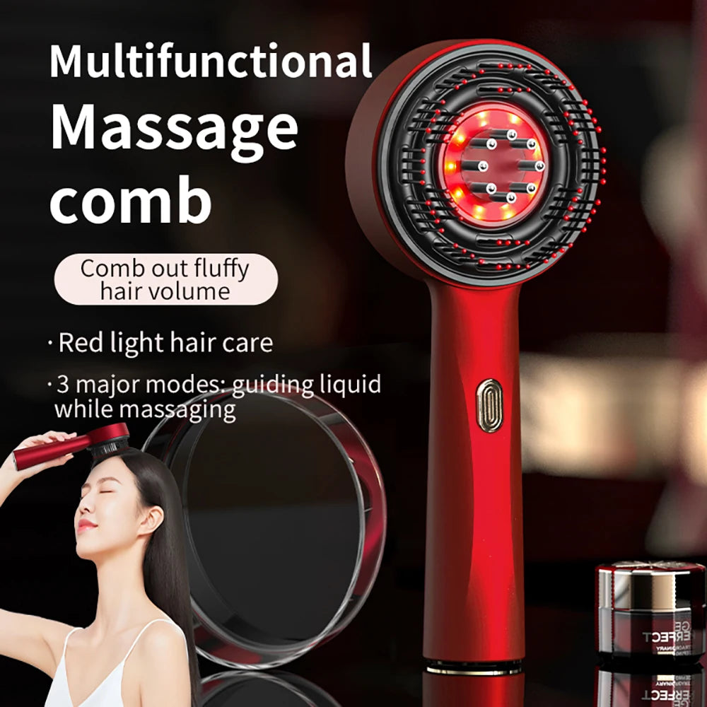 Electric Scalp Vibration Massage Comb Infrared Head Knead Massager Red Light Hair Growth Liquid Oil Applicator Anti-Hair Loss
