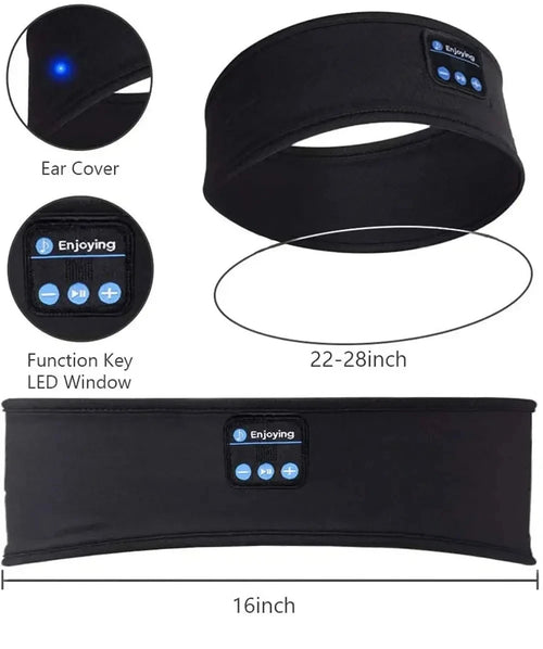 Bluetooth Sleep Headband — Wireless Music Eye Mask, 10H Battery