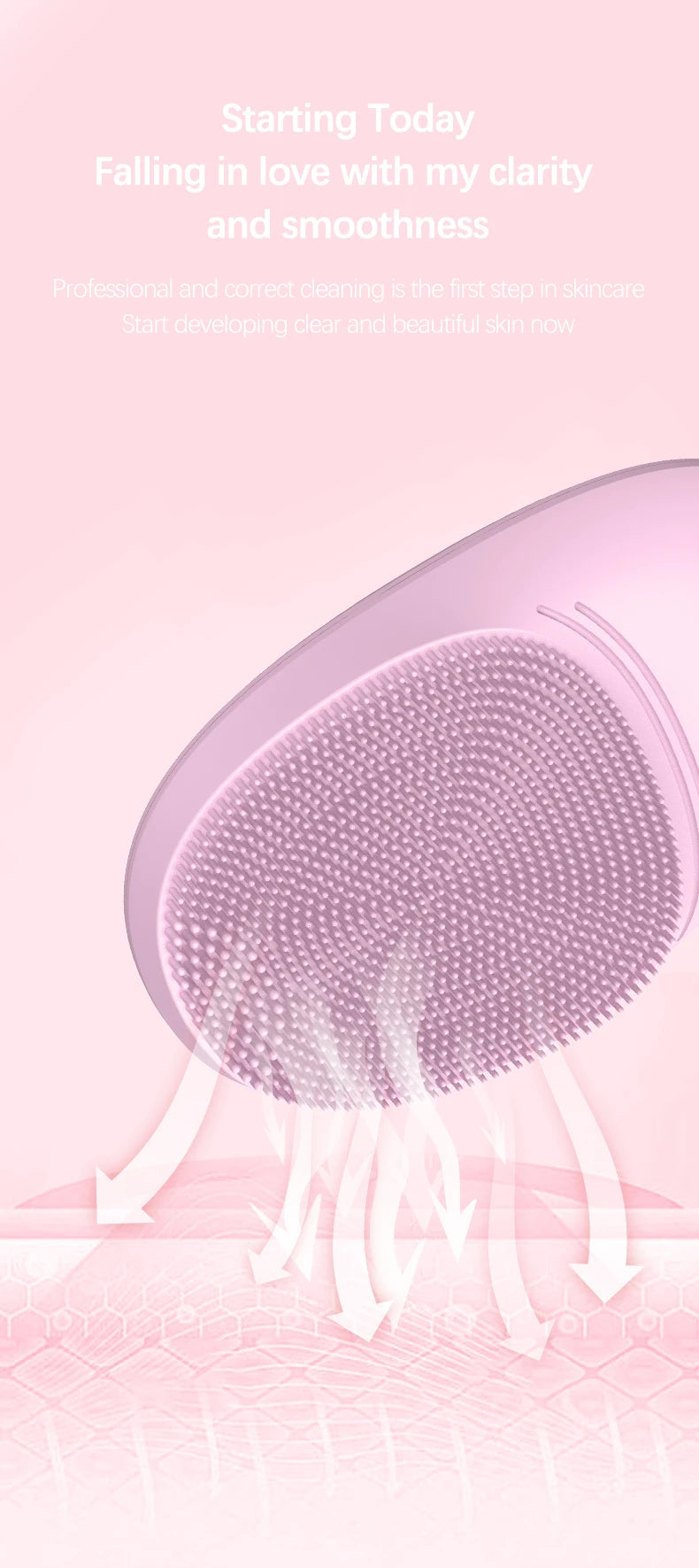 Soft silicone electric facial cleanser, cleansing brush, sonic vibration cleansing brush, deep cleaning