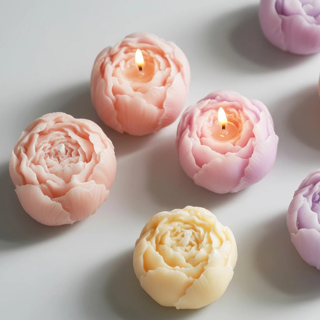 Rose Flower Soy Wax Candle Set — Handmade, Smokeless, Gift Box of 4