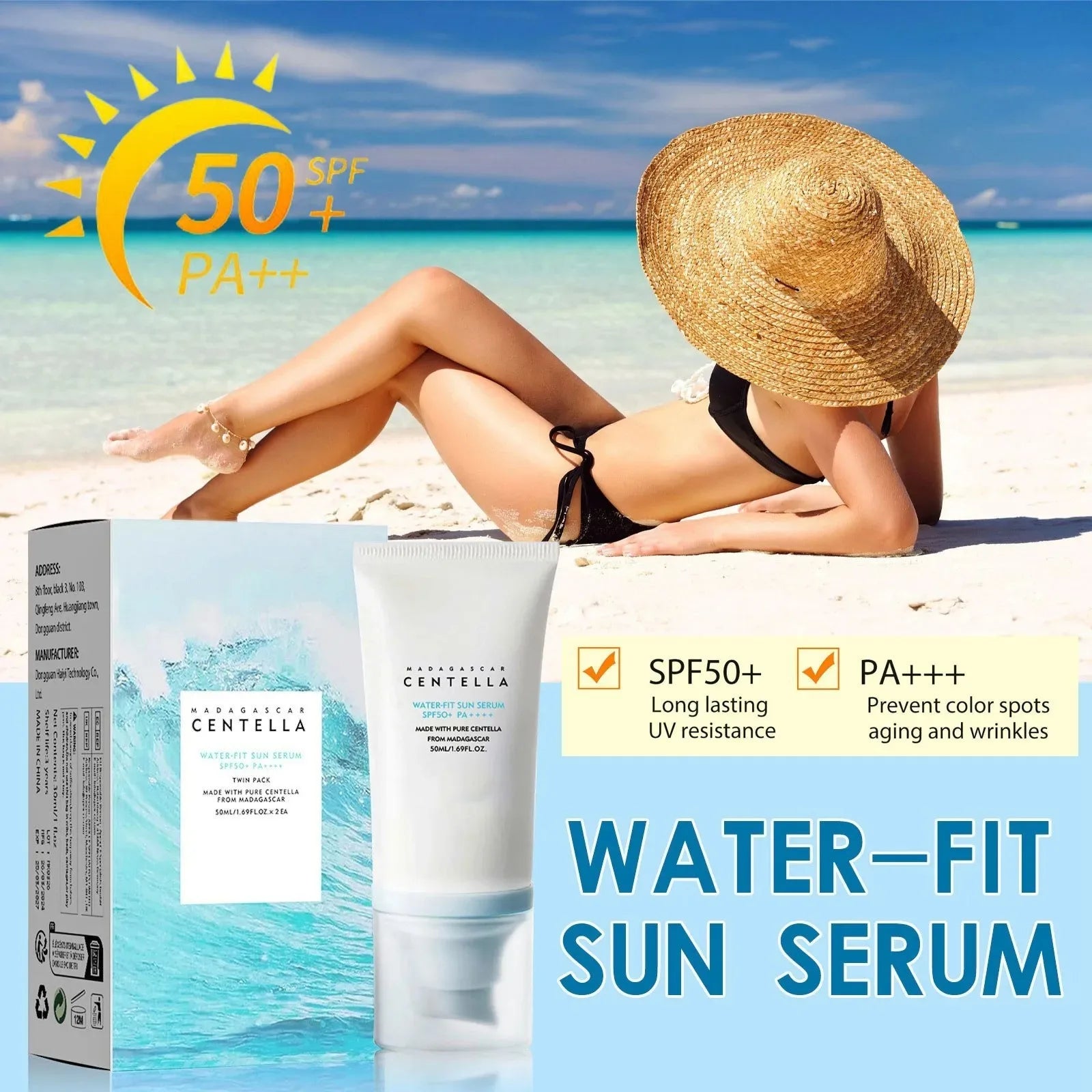 Korean Centella SPF50+ Sunscreen — Lightweight, Brightening & Hydrating 50ml