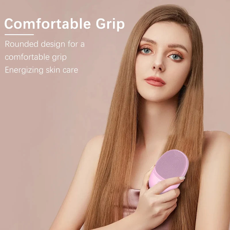 Soft silicone electric facial cleanser, cleansing brush, sonic vibration cleansing brush, deep cleaning