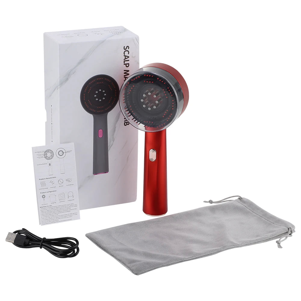 Electric Scalp Vibration Massage Comb Infrared Head Knead Massager Red Light Hair Growth Liquid Oil Applicator Anti-Hair Loss
