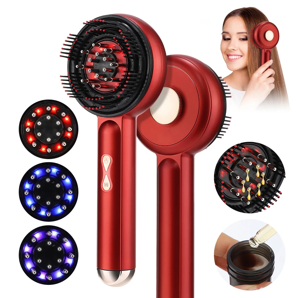 Electric Scalp Vibration Massage Comb Infrared Head Knead Massager Red Light Hair Growth Liquid Oil Applicator Anti-Hair Loss