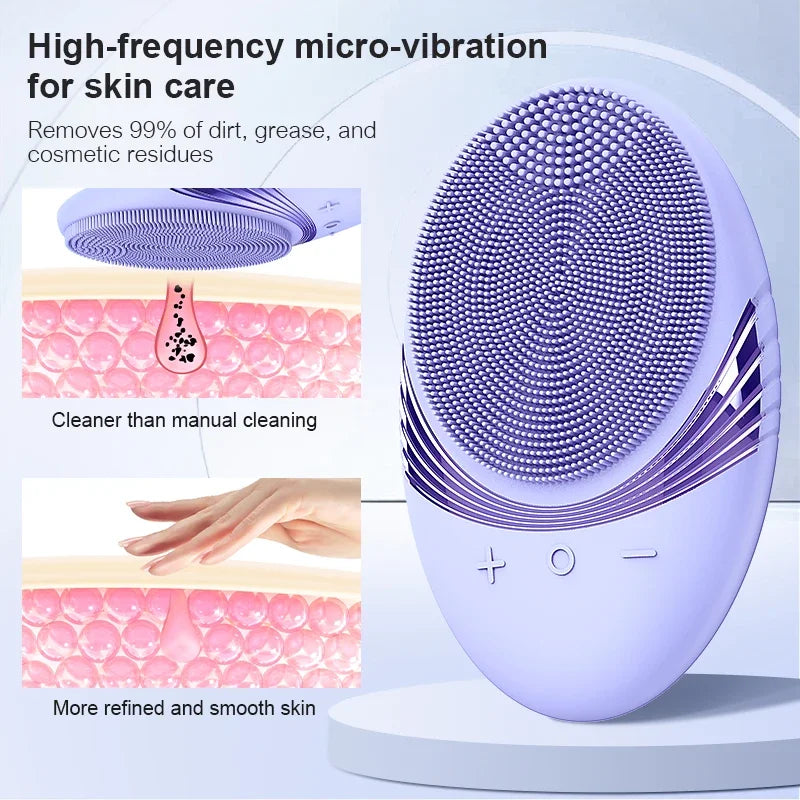 High-Quality, Ultra-Thin Electric Facial Cleansing Brush with a Built-In Battery, USB Charging, Five Power Modes, Gentle Cleani