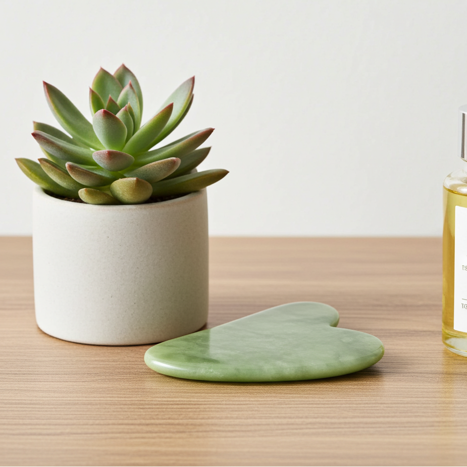 Natural Jade Face Roller — Dual Head, De-Puff & Sculpt